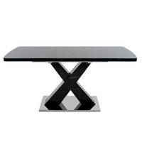 ESSTISCH 120-160/80/76,5 cm aus MDF und Stahl, ausziehbar mit schwarzer Marmoroptik, Schwarz - Schwarz, Holzwerkstoff (160/80/76.5cm) - Redom