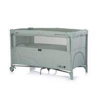 BABYREISEBETT Relax Leinen grün grau 2 Ebenen, Räder, als Beistellbett nutzbar, faltbar, Tragetasche - Grün, Metall (60/120cm) - Chipolino
