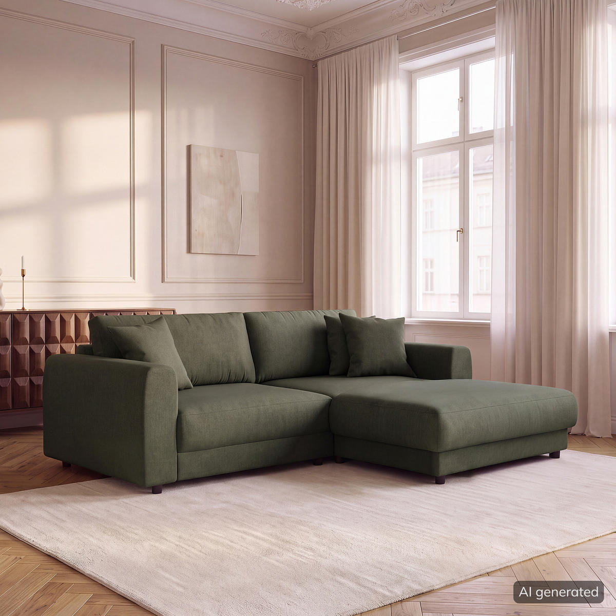 ECKSOFA mit Longchair - Schwarz/Grau, Holz/Kunststoff (238/183cm) - home24