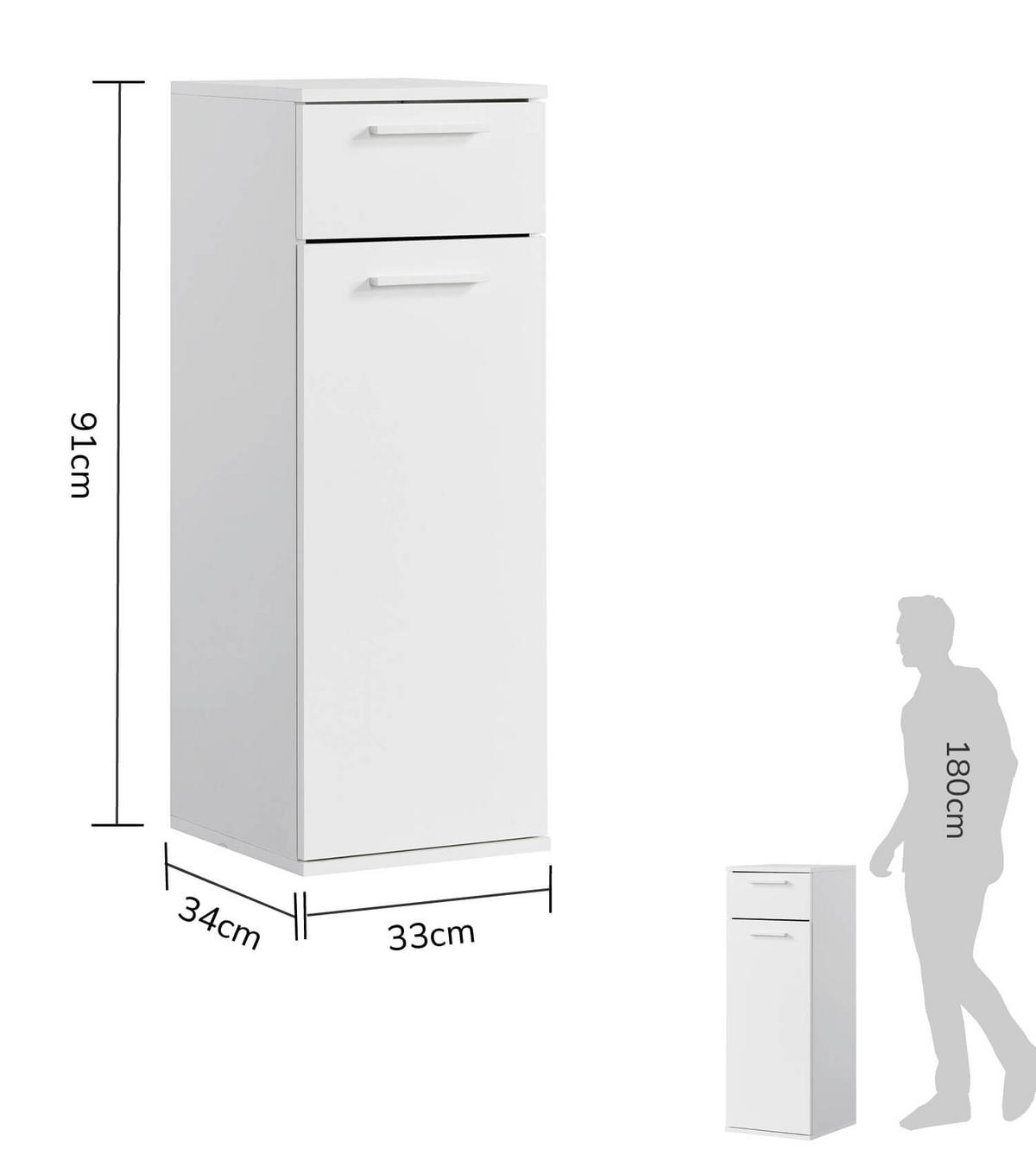 BAD-BEISTELLSCHRANK Der Matrose - Weiß, Holzwerkstoff (33/91/34cm) - Mokebo