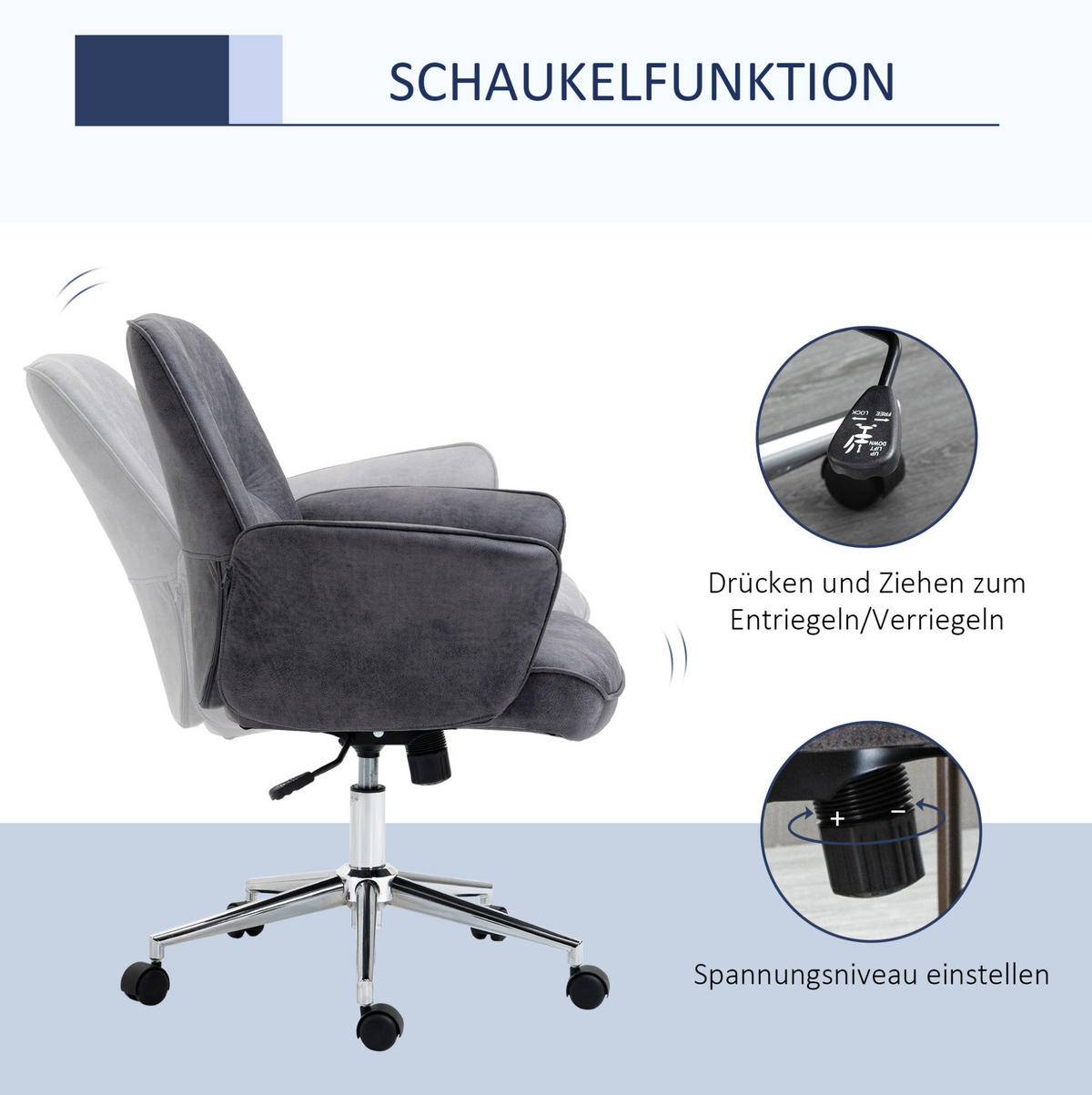DREHSTUHL, ergonomisch, belastbar bis 120 kg, 67/69/92-102 cm, dunkelgrau - Dunkelgrau, Metall (69/102/67cm) - Redom