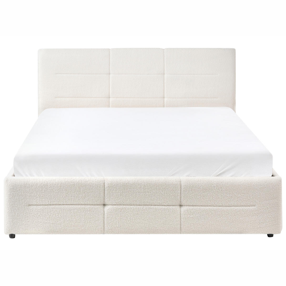 PAT cu spațiu de depozitare 140/200 bouclé alb crem Massognes - crem, material textil (140/200cm) - Beliani