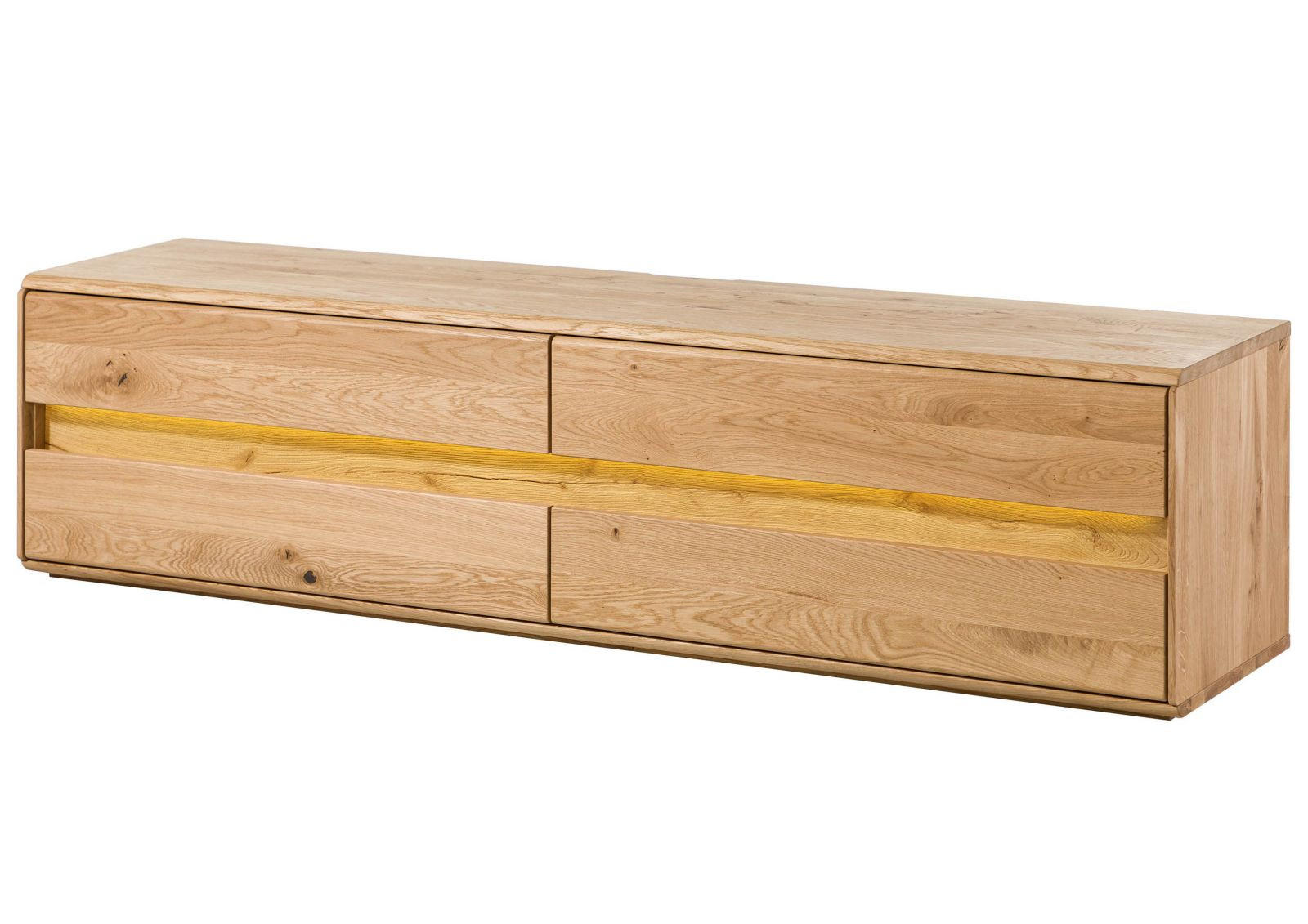 TV-BOARD Wildeiche inkl. LED 184x43,5x47,5 natur geölt CARDIFF #141 - Naturfarben, Holz (184/48/44cm) - Massivmoebel24