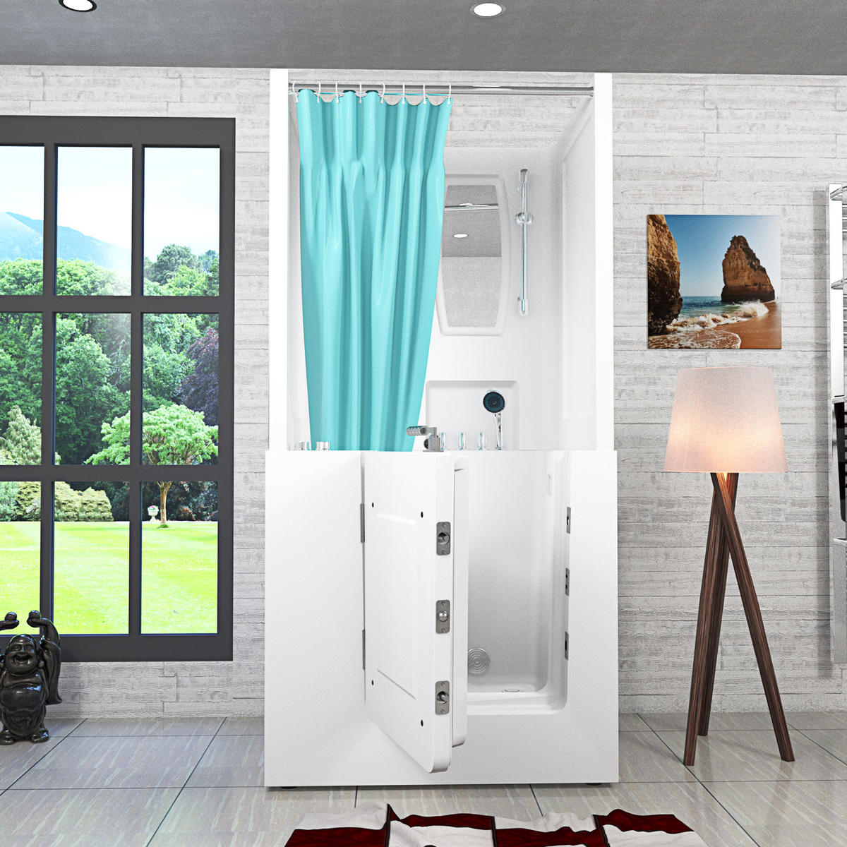 WHIRLPOOL-SENIORENDUSCHE S02D-WP-TH-B-L Weiß - Weiß, Glas/Kunststoff (100/78/205cm) - AcquaVapore by Sandra Jentho