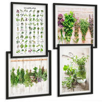 BILDER SET 4er Set - 50x50 cm & 40x60 cm Schwarzer Rahmen - Getrocknete Kräuter für die Küche - Schwarz, Kunststoff (50/50cm) - TULUP