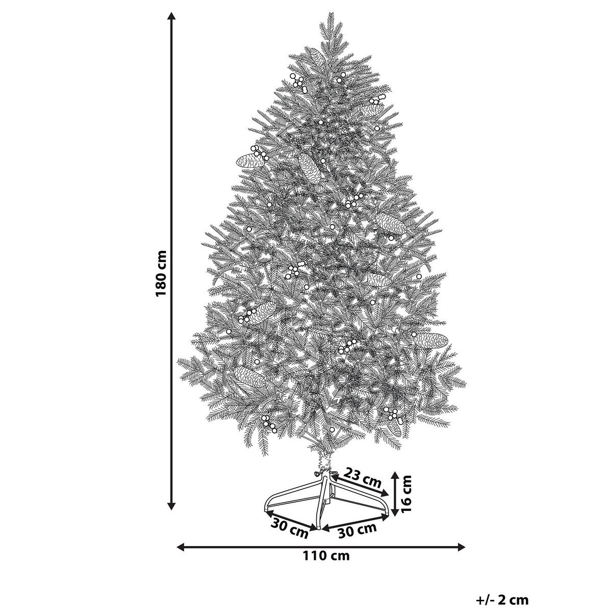 VÁNOČNÍ STROMEK 180 cm Zelený Palomar - zelená barva, plast (180cm) - Beliani
