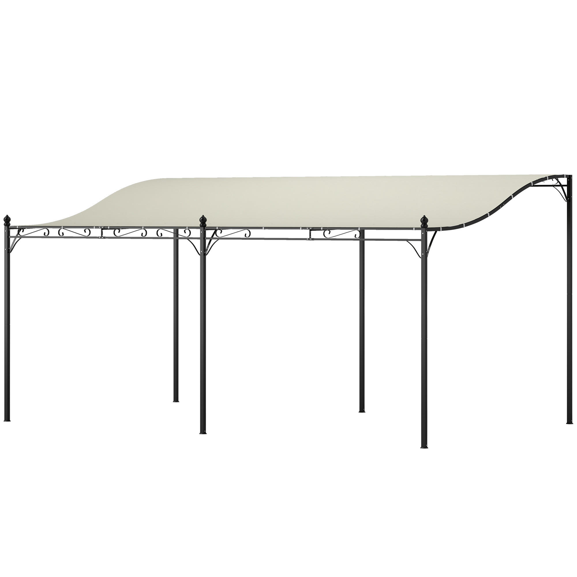ANBAUPAVILLON Pergola mit Dach - Creme, Metall (298/253/491cm) - Outsunny