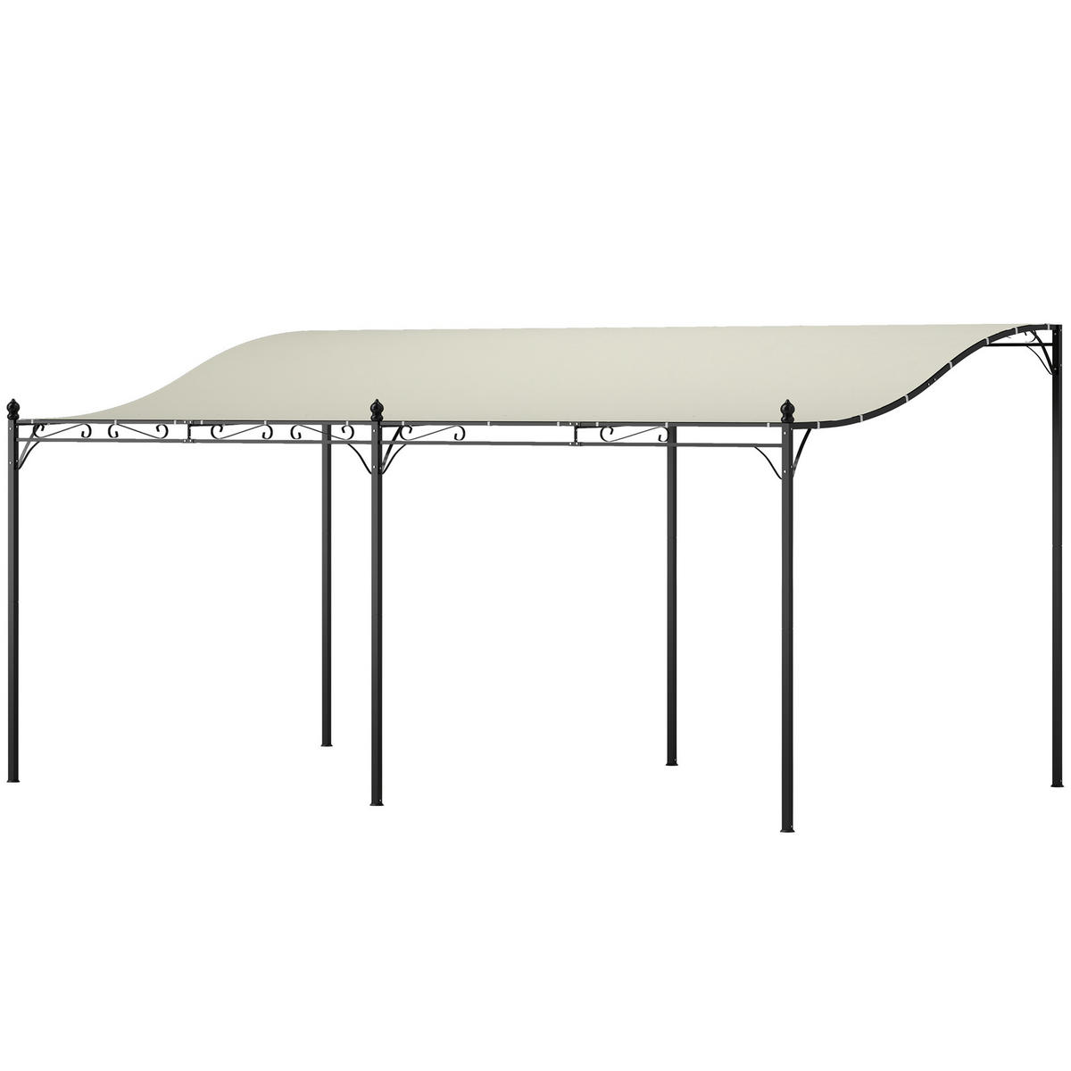 ANBAUPAVILLON Pergola mit Dach - Creme, Metall (298/253/491cm) - Outsunny