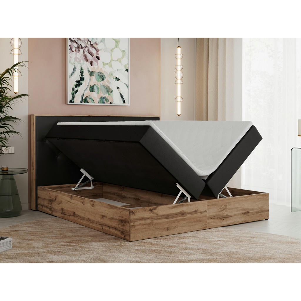 Thumbnail - MKS Boxbett, Schwarz, Textil, 2-Sitzer, H4, Rechteckig, 160x200 cm, Schlafzimmer, Betten, Boxspringbetten