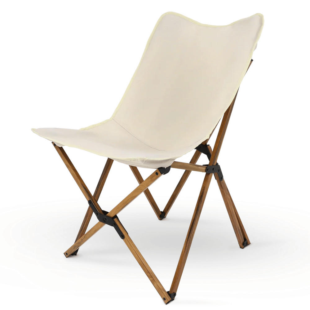 CAMPINGSTUHL Faltbar bis 120kg MILIA Creme - Creme, Holz (52/82/67cm) - DELUKE