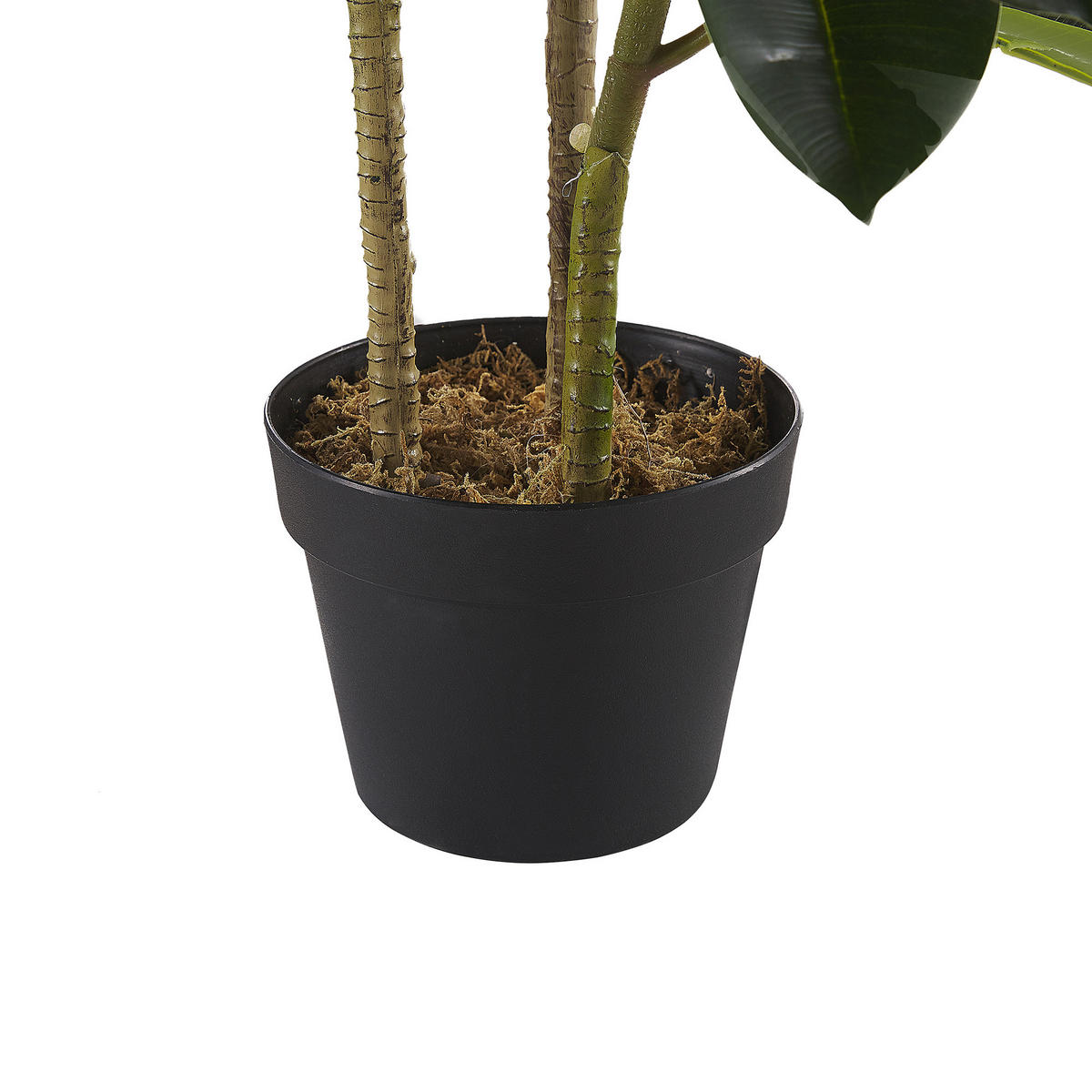 KUNSTPFLANZE Grün Ficus Elastica - Schwarz/Grün, Kunststoff (134cm) - Beliani