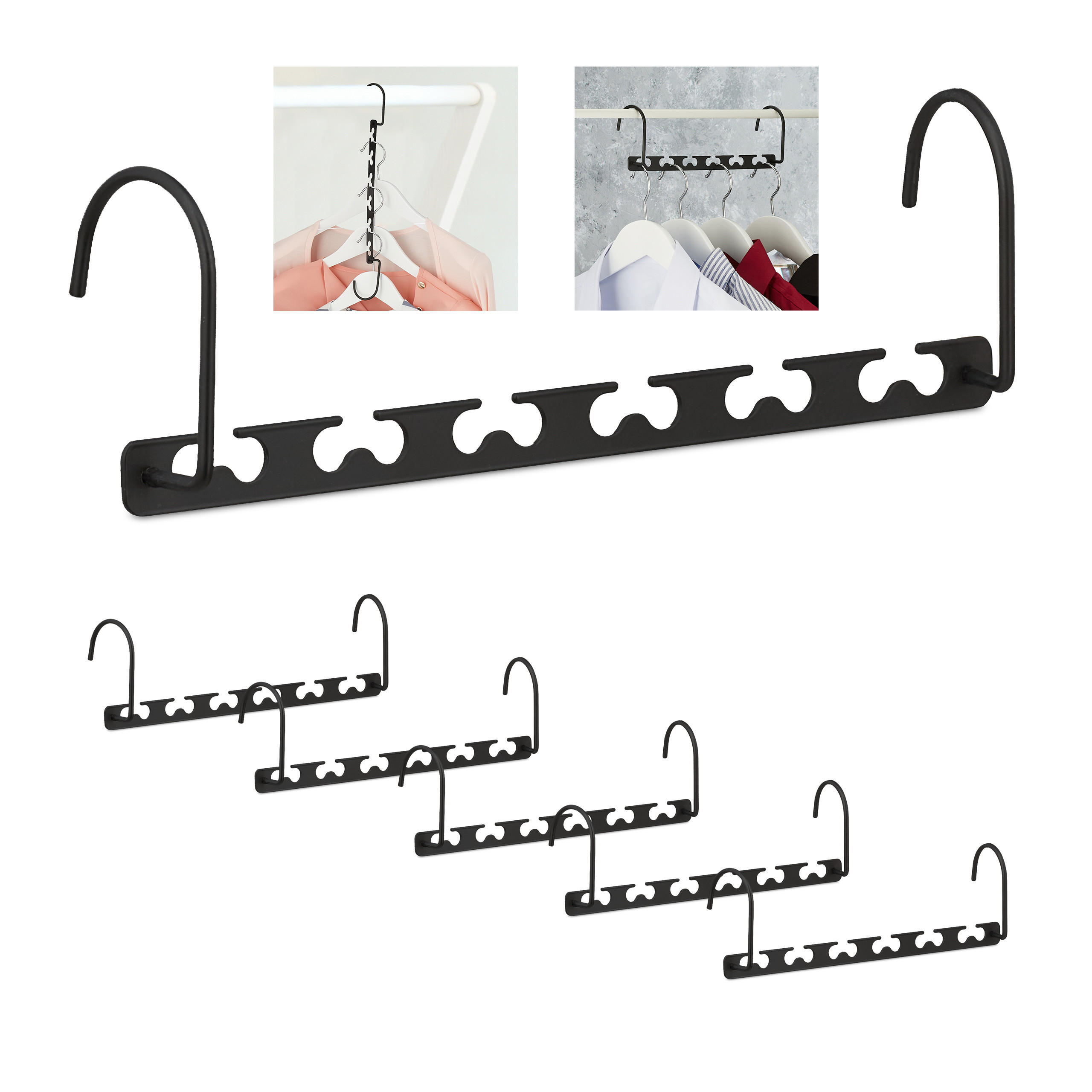 6XÚSPORNÉ vešiaky - čierna, kov (5.5cm) - Relaxdays