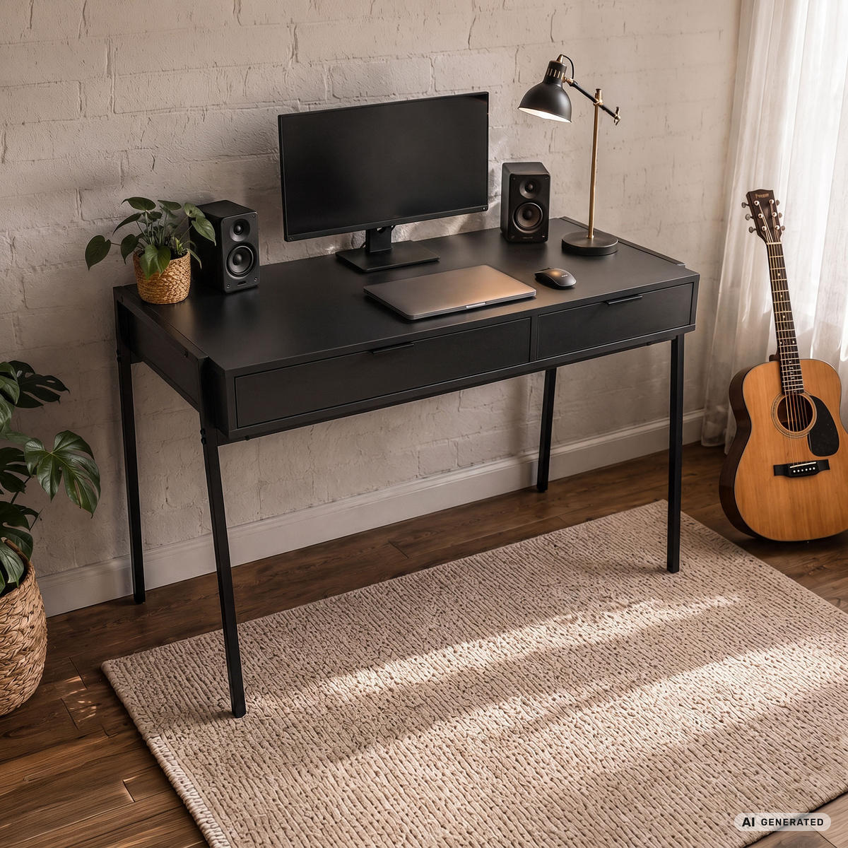 SCHREIBTISCH ZENTIA 100 cm Schwarz - Schwarz, Holzwerkstoff (100/45/80.5cm) - Akord