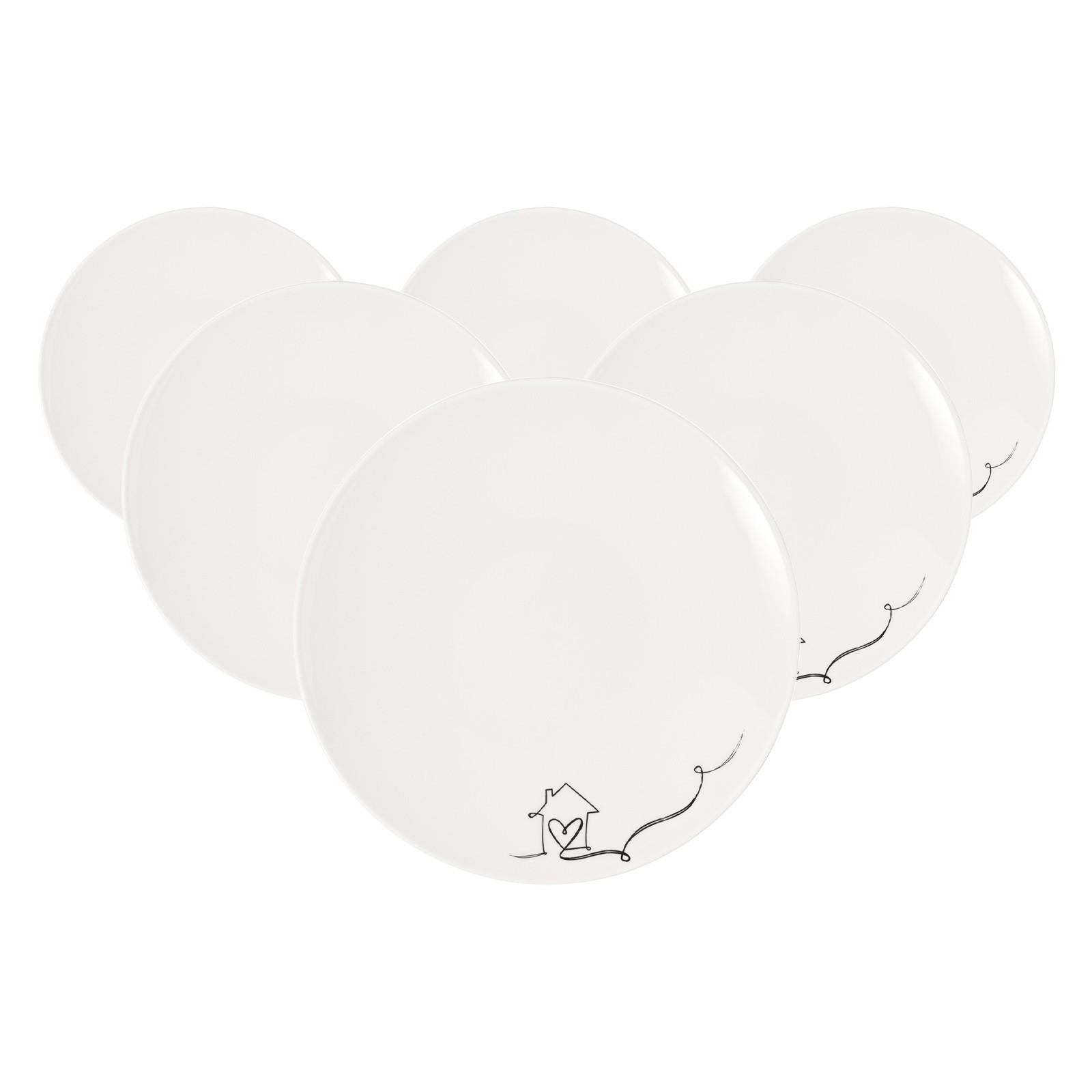 FRÜHSTÜCKSTELLER Statement Lines weiß ø 21,2 cm 6er Set - Weiß, Keramik (21.2cm) - Villeroy & Boch
