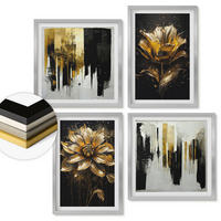 WANDBILDER 4er Set - 50x50 cm & 40x60 cm Silberner Rahmen - Stilvolle moderne Blumen - Silberfarben, Kunststoff (50/50cm) - ArtPrintCave