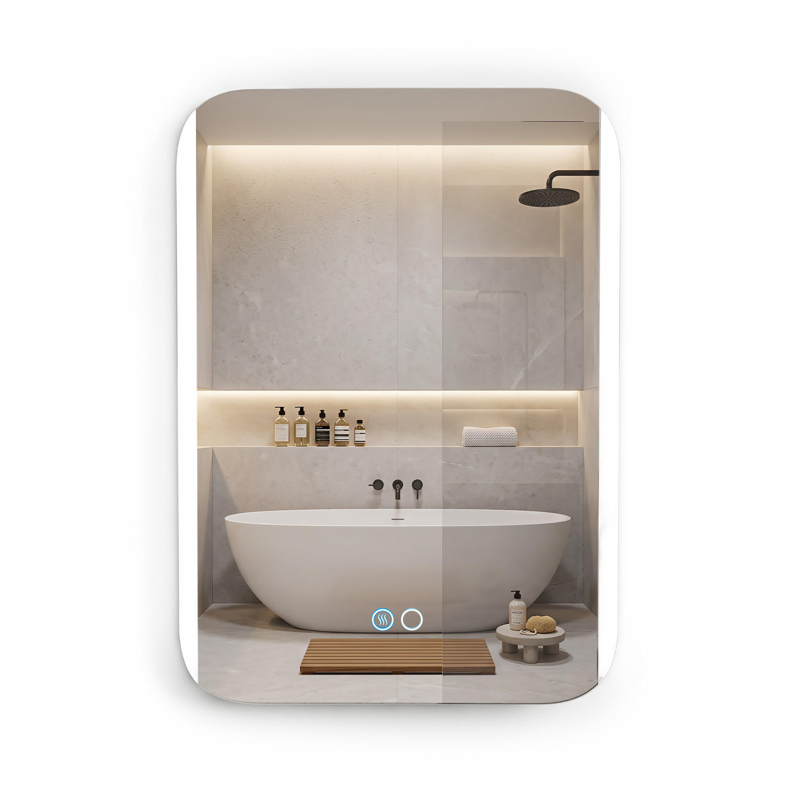 BADSPIEGEL mit LED Beleuchtung weiß - Weiß, Glas (50/70/3.6cm) - COSTWAY