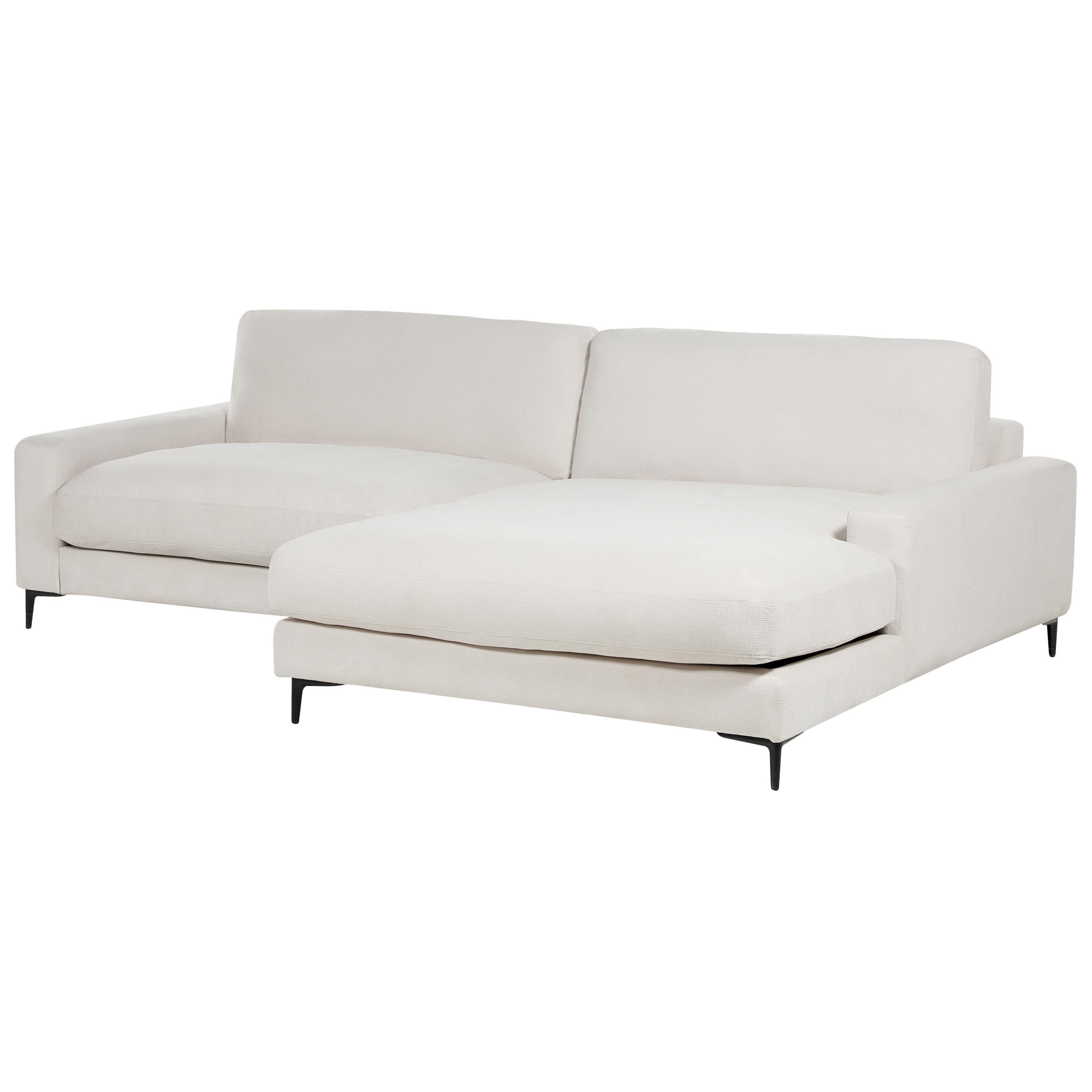 3-SITZER-ECKSOFA cremeweiß rechtsseitig Maloy - Schwarz/Weiß, Textil (272/189cm) - Beliani