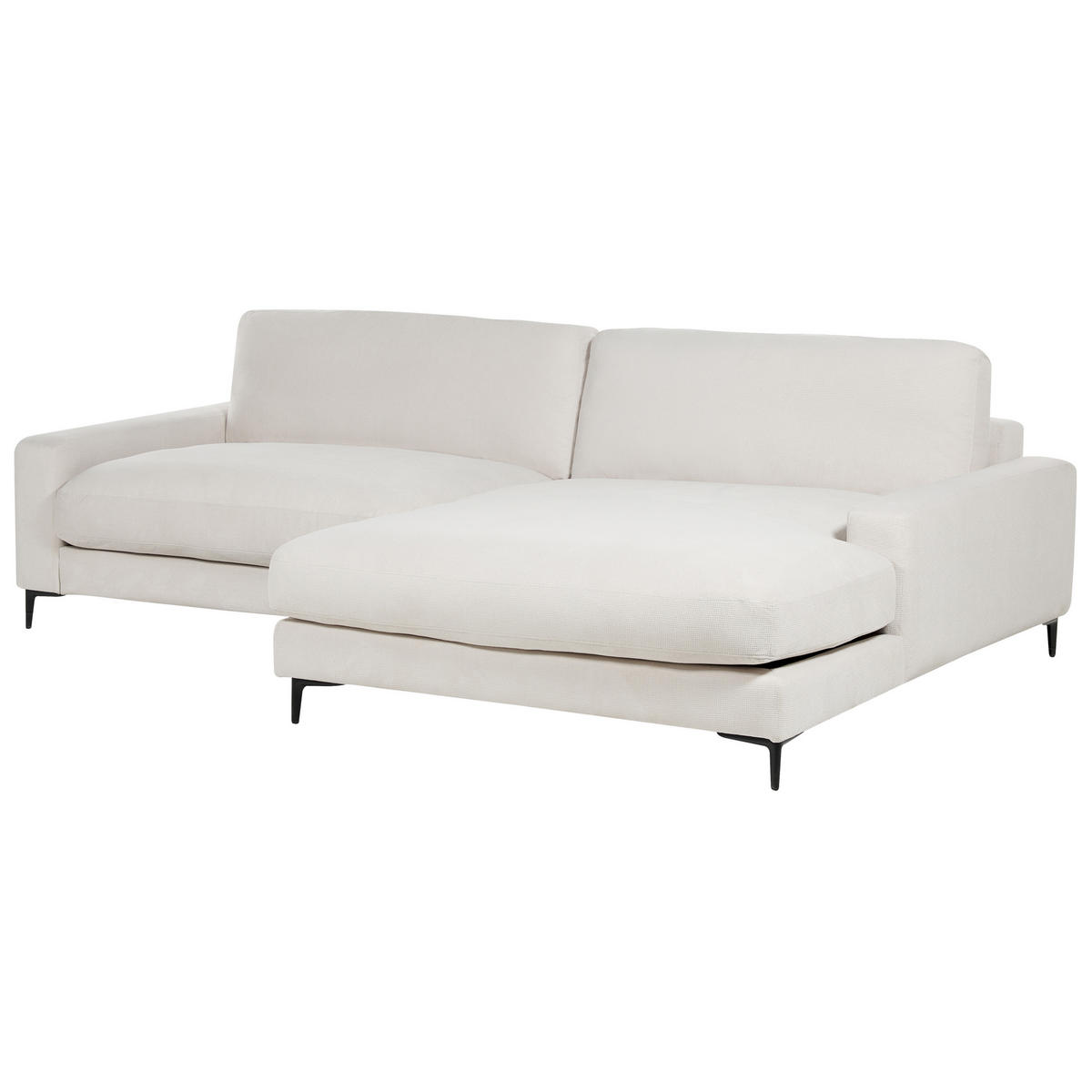 3-SITZER-ECKSOFA cremeweiß rechtsseitig Maloy - Schwarz/Weiß, Textil (272/189cm) - Beliani
