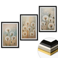 WANDBILDER 3er-Set - 40x60 cm Schwarzer Rahmen - Pastellfarbene Löwenzahnblüten - Schwarz, Kunststoff (40/60cm) - ArtPrintCave