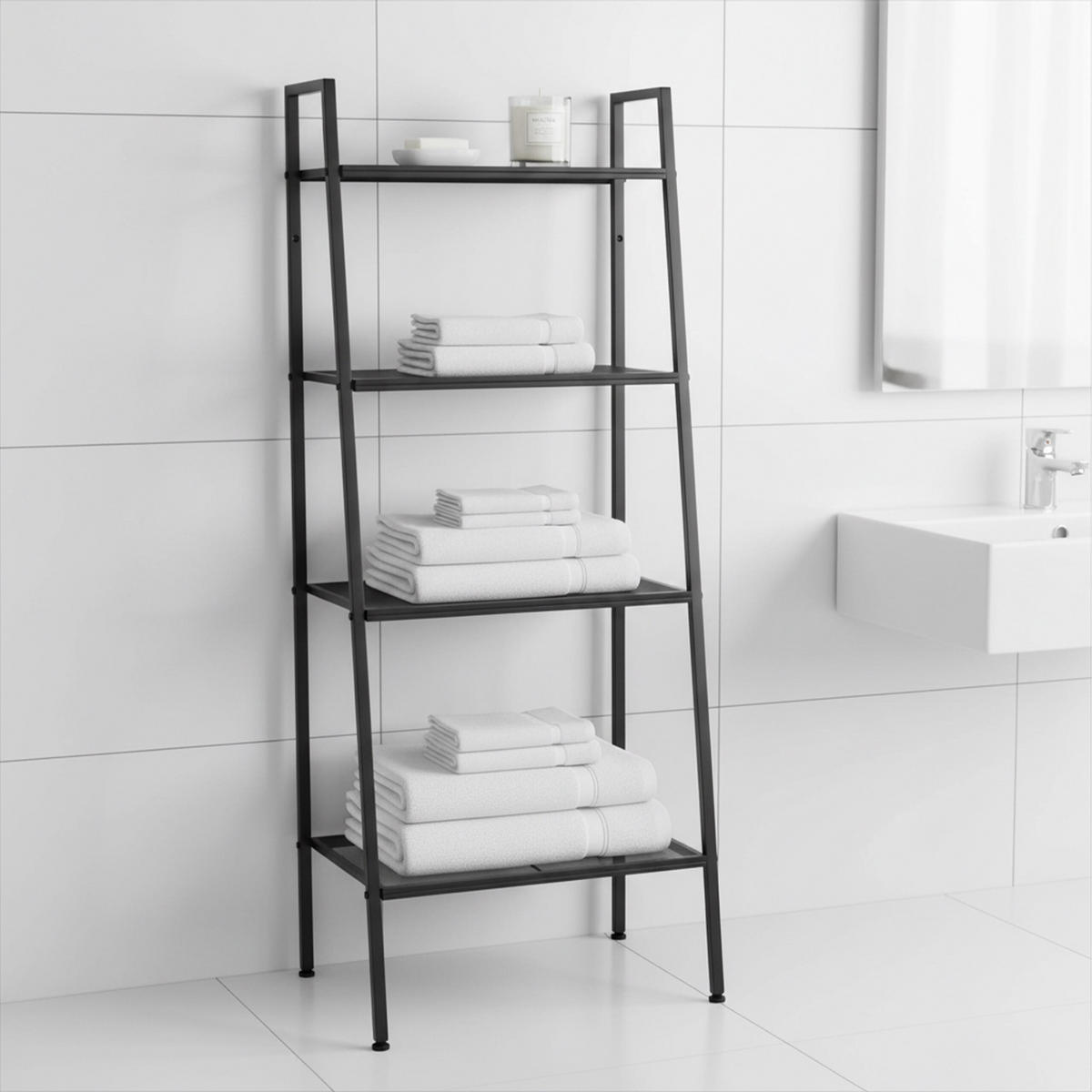 KOVOVÝ regál - černá, kov (60/148/35cm) - Relaxdays