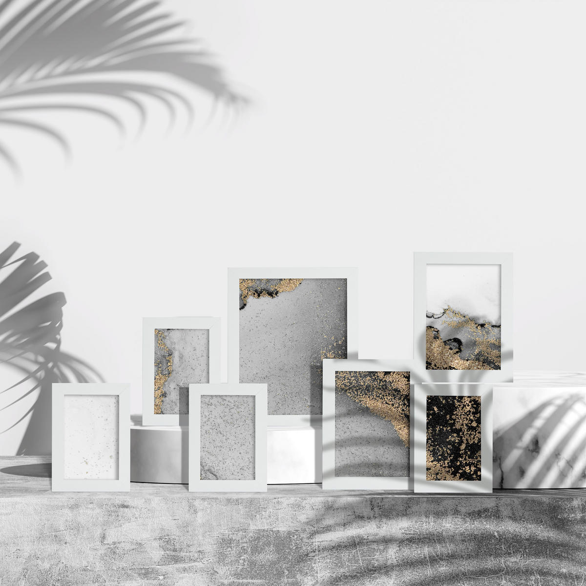 7XBILDERRAHMEN - Weiß, Glas/Holzwerkstoff (23/28/1cm) - Relaxdays