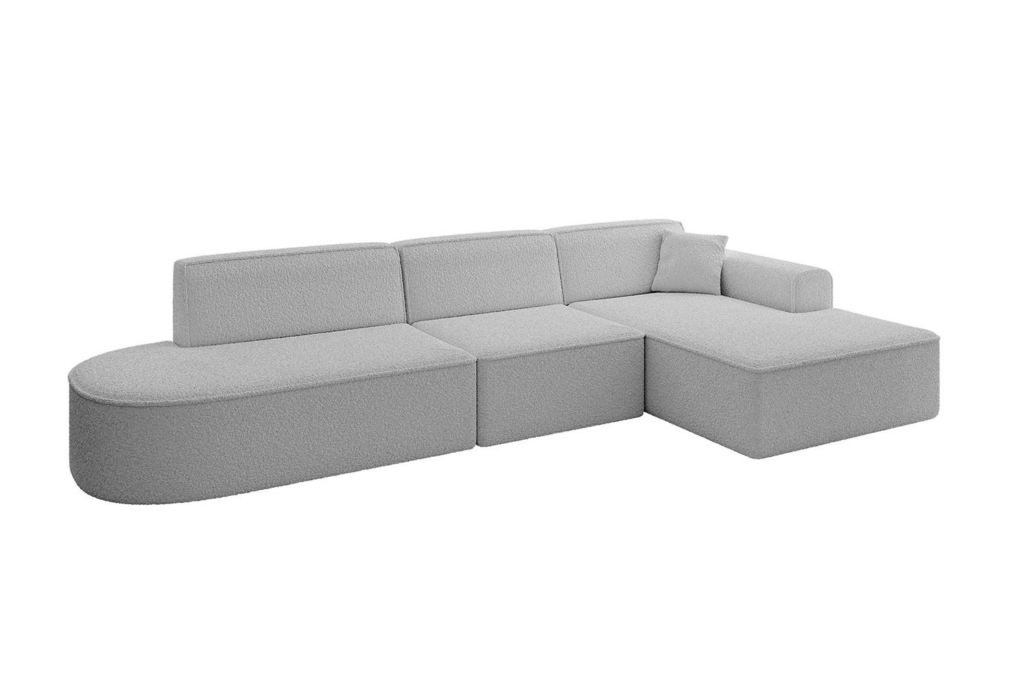 ECKSOFA Ottomane Rechts IREA-L2-v3 - 327x165x77 cm Hellgrau - Hellgrau, Holzwerkstoff/Textil (327/165cm) - ALTDECOR