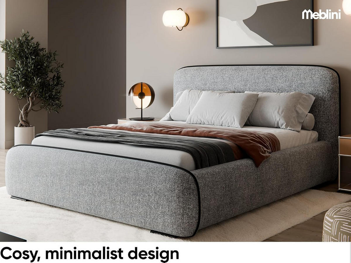 BETT BELLION - Grau, Holzwerkstoff (140/200cm) - Meblini