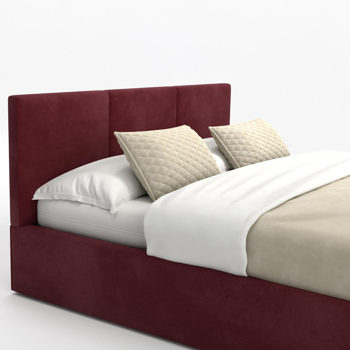 POLSTERBETT mit Stauraum Weinrot 120x200cm Kopfteil 88cm - Weinrot, Holzwerkstoff/Textil (120/200cm) - Muralo