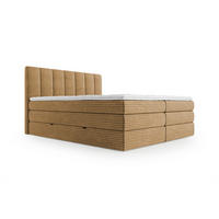 BOXSPRINGBETT TRAUM 160x200 cm mit Bettkasten, Wendematratze und Kaltschaum-Topper – Karamell - Cognac/Rostfarben, Kunststoff/Textil (160/200cm) - MebleHot