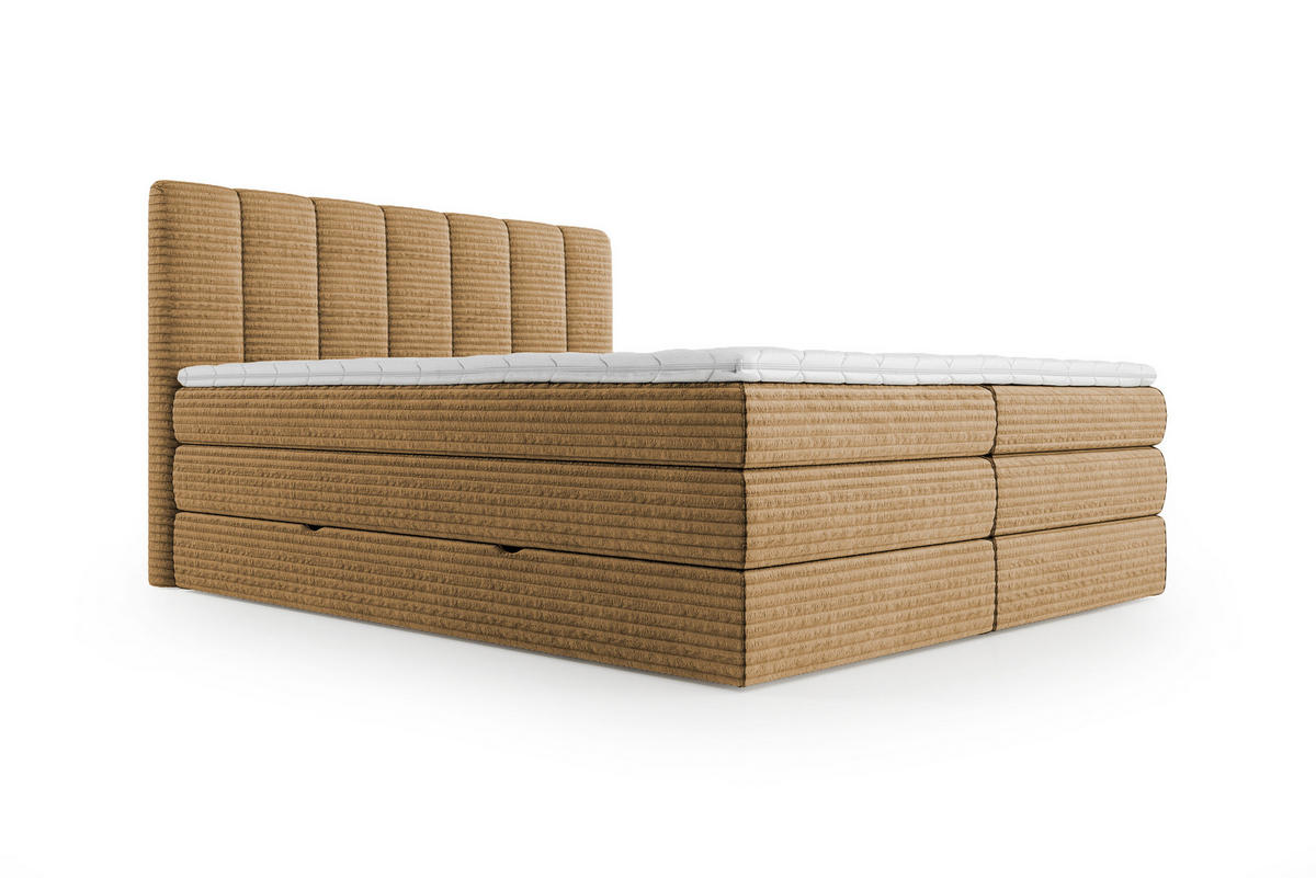 BOXSPRINGBETT Traum 180x200 – in Braun, mit Bettkasten und Gasdruckfedern - Braun, Textil (180/200cm)