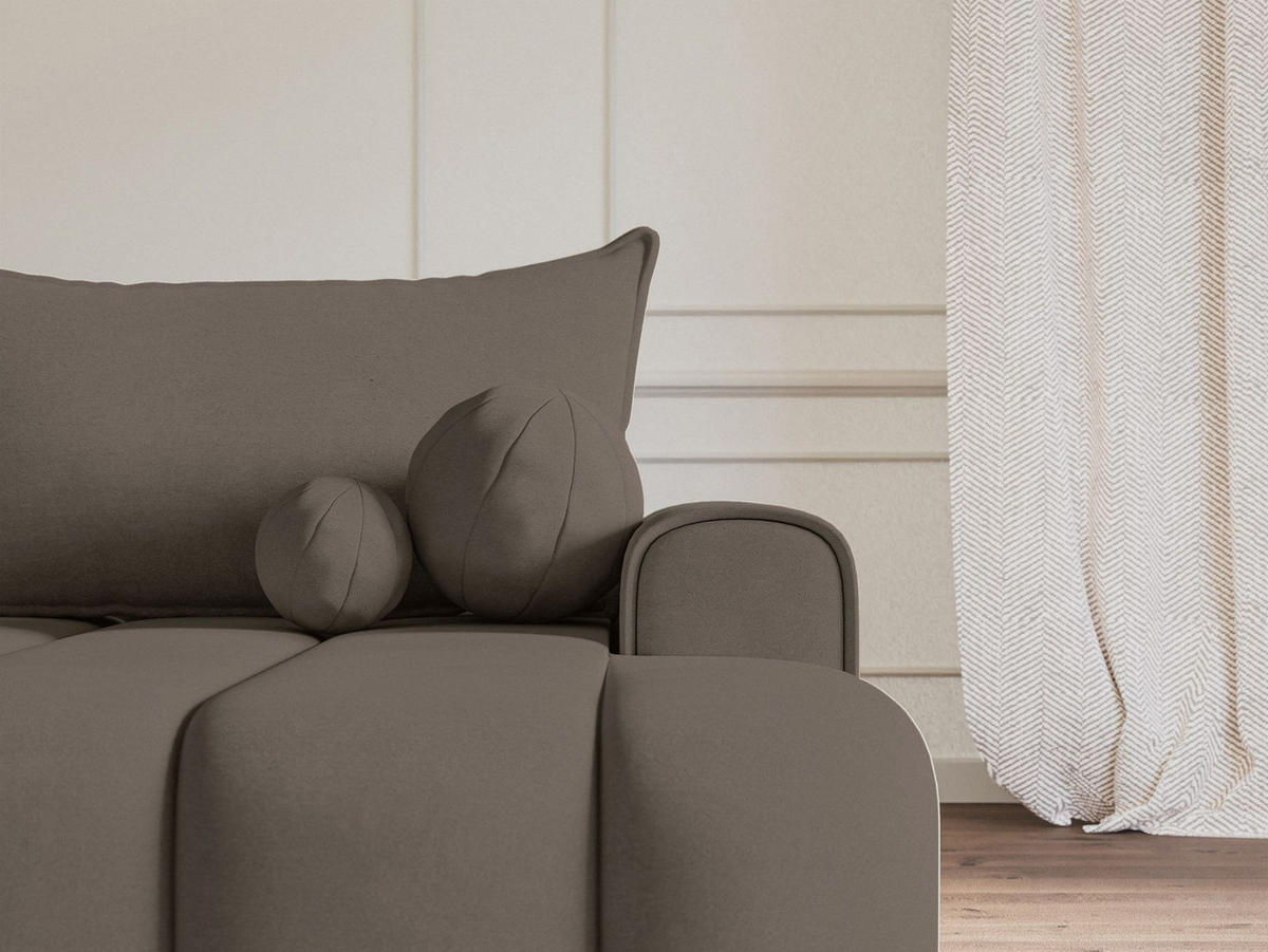 ECKSOFA Dandelino Dunkelbeige mit Samtbezug, rechts - Beige/Schwarz, Kunststoff/Textil (275/168cm) - Selsey