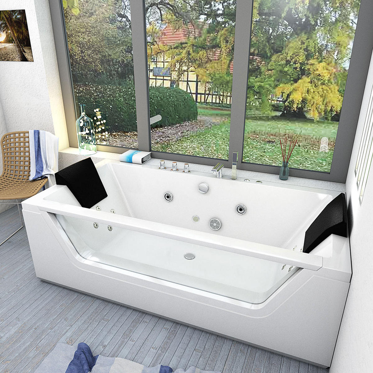 WHIRLPOOL Pool Badewanne Wanne W83-TH-C - Weiß, Glas/Kunststoff (90/55/180cm) - AcquaVapore by Sandra Jentho