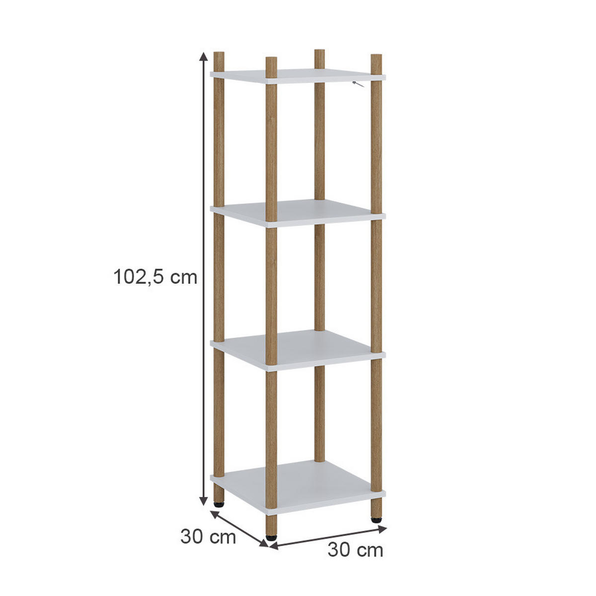 ROHOVÁ POLICE Bivio Bílá/borovice - bílá, kompozitní dřevo (30/102.5/30cm) - Vicco