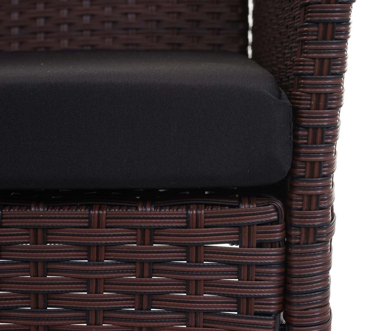 POLY-RATTAN GARTENBANK Braun, Schwarz - Schwarz/Braun, Kunststoff (106/83/60cm) - MCW