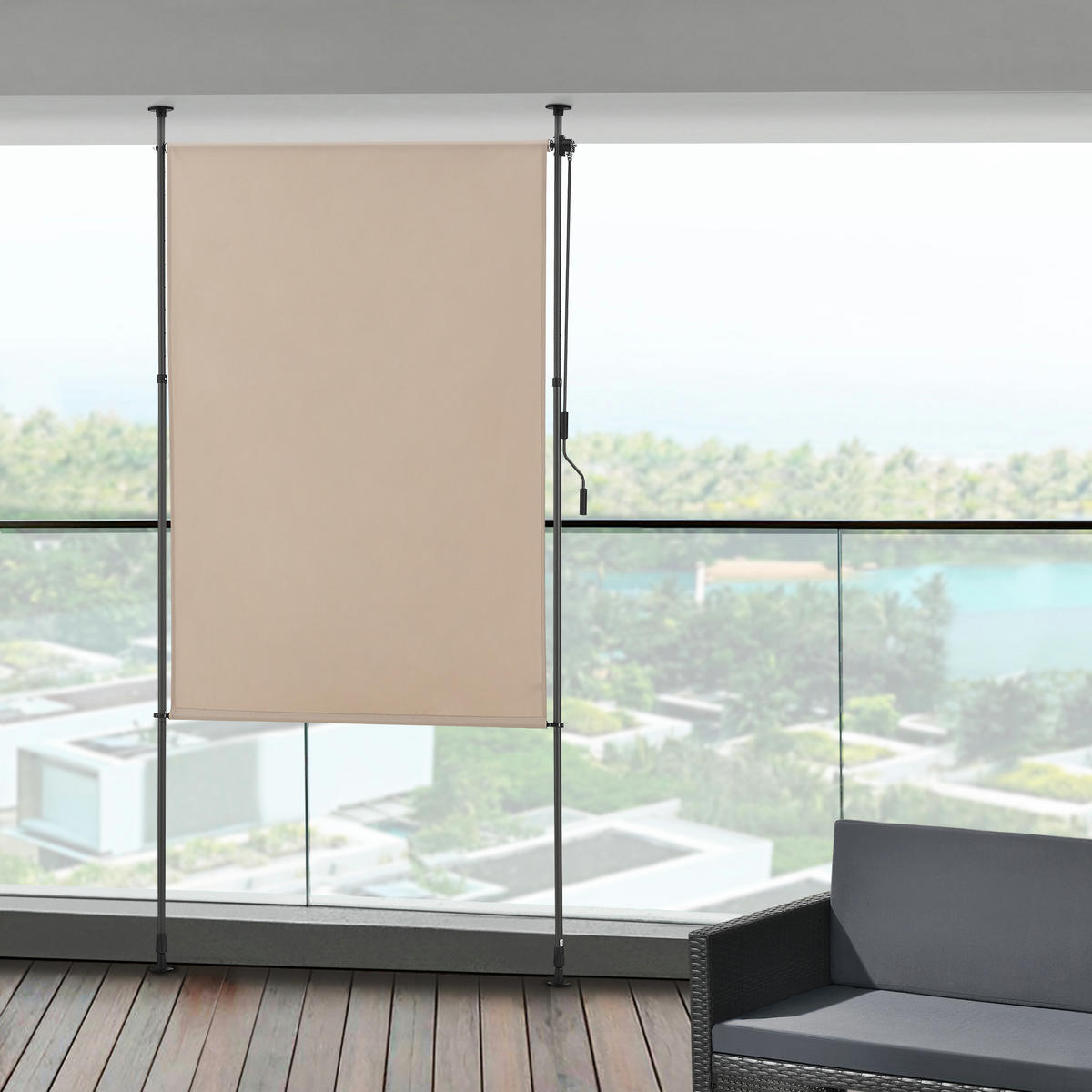AUSSENROLLO Cimarra - Sandfarben, Textil/Metall (120/270cm) - pro.tec