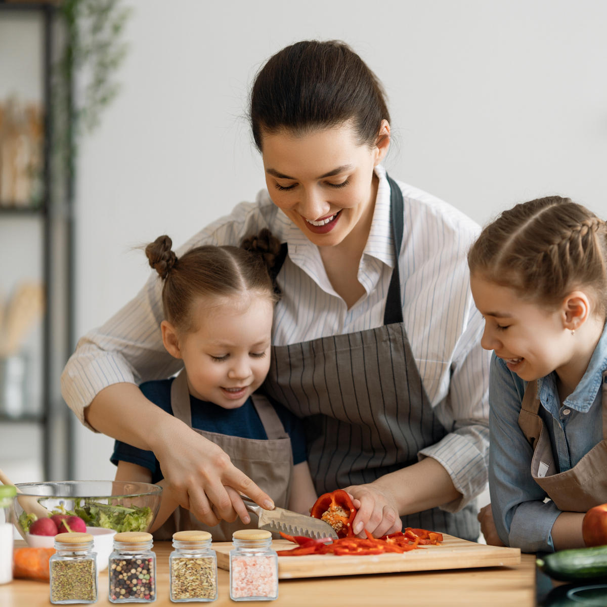 12xGEWÜRZGLÄSER - Transparent, Glas/Holz (5/7.5/5cm) - Relaxdays