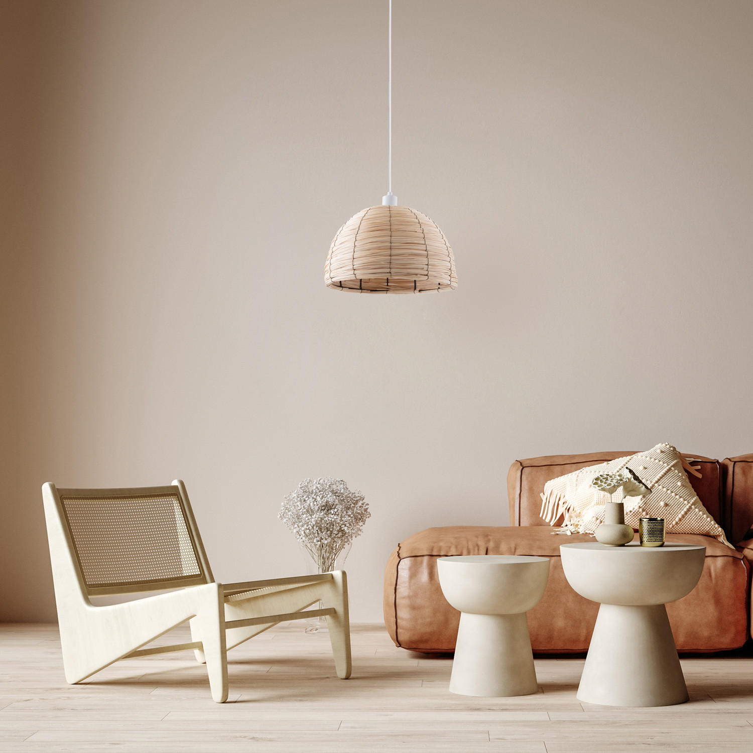 PENDELLEUCHTE Hugo Pd1 Gogo - Beige/Weiß, Metall (36/36/25.5cm) - Paco Home