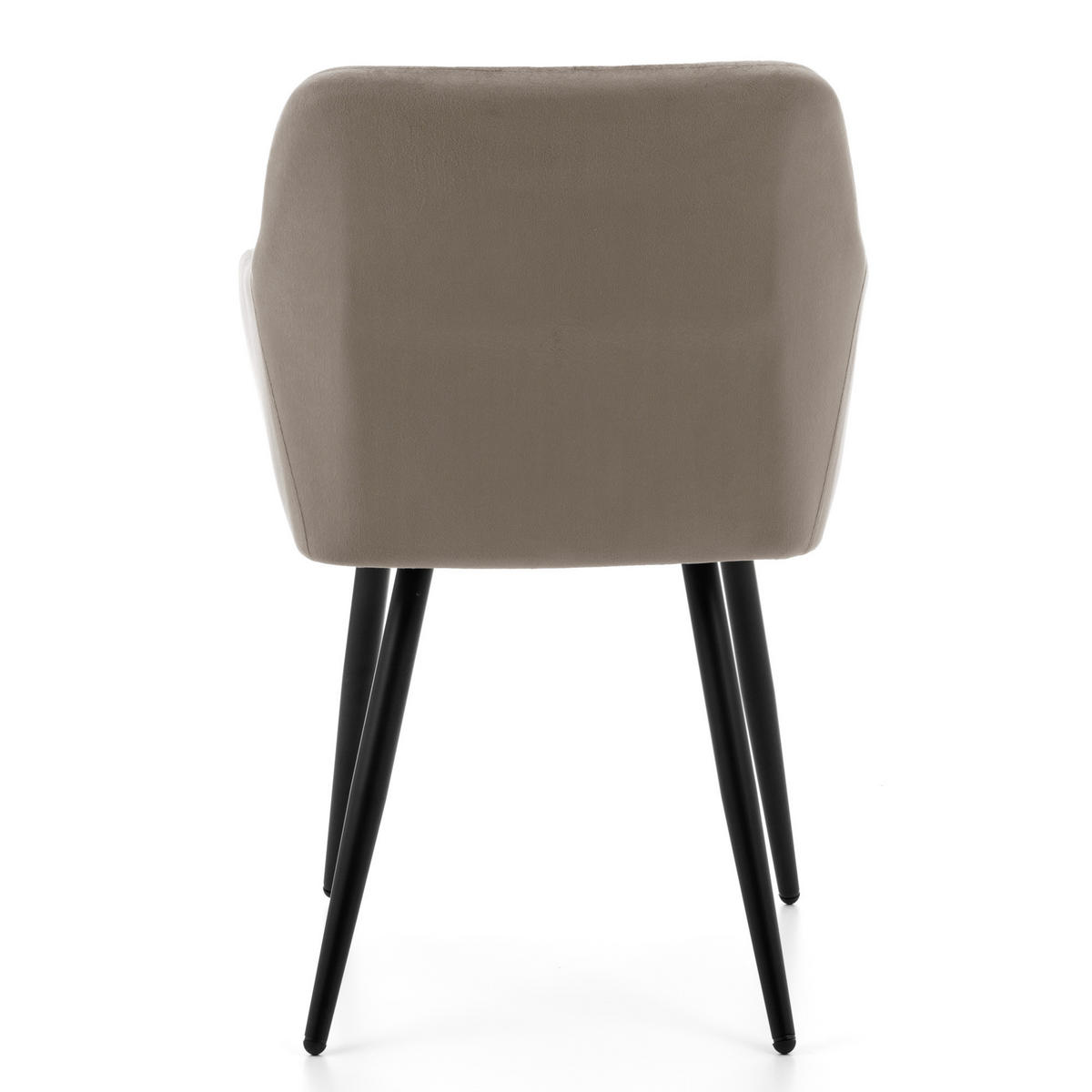 STUHL TODI gepolstert mit Steppung - dunkelbeige - Samt Velours - Beige/Schwarz, Textil/Metall (56/85/62cm) - NEW HOME
