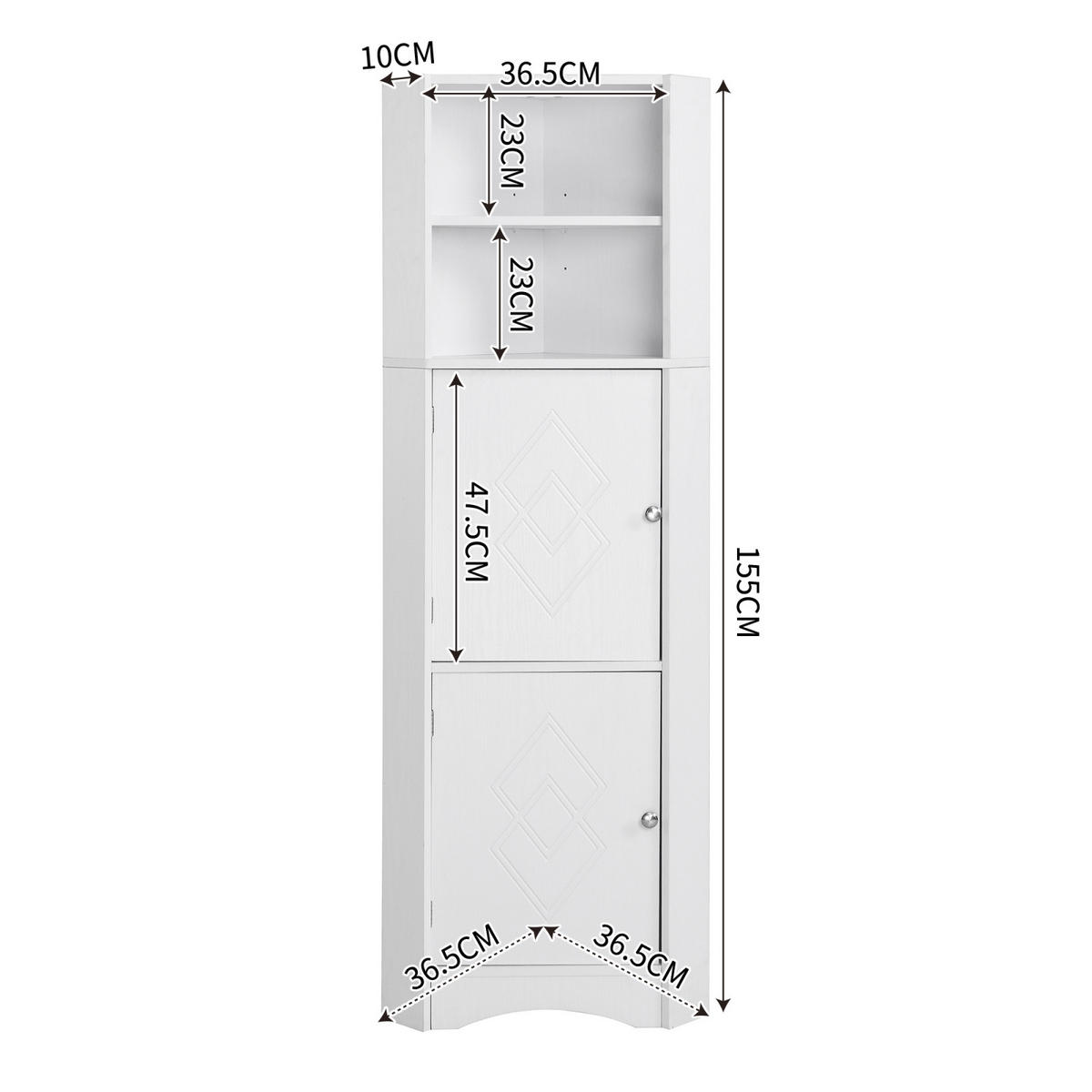 HOCHSCHRANK,BADSCHRANK 36,5/36,5/155 cm Weiß - Weiß, Holz (36/155/36cm) - PARAFTA HOME