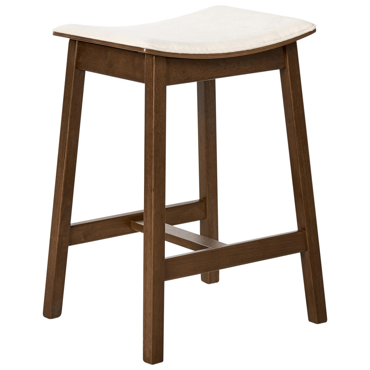 BARHOCKER 2er-Set Holz Cremeweiß/Dunkelbraun Dixon - Dunkelbraun, Holz (45/63/39cm) - Beliani