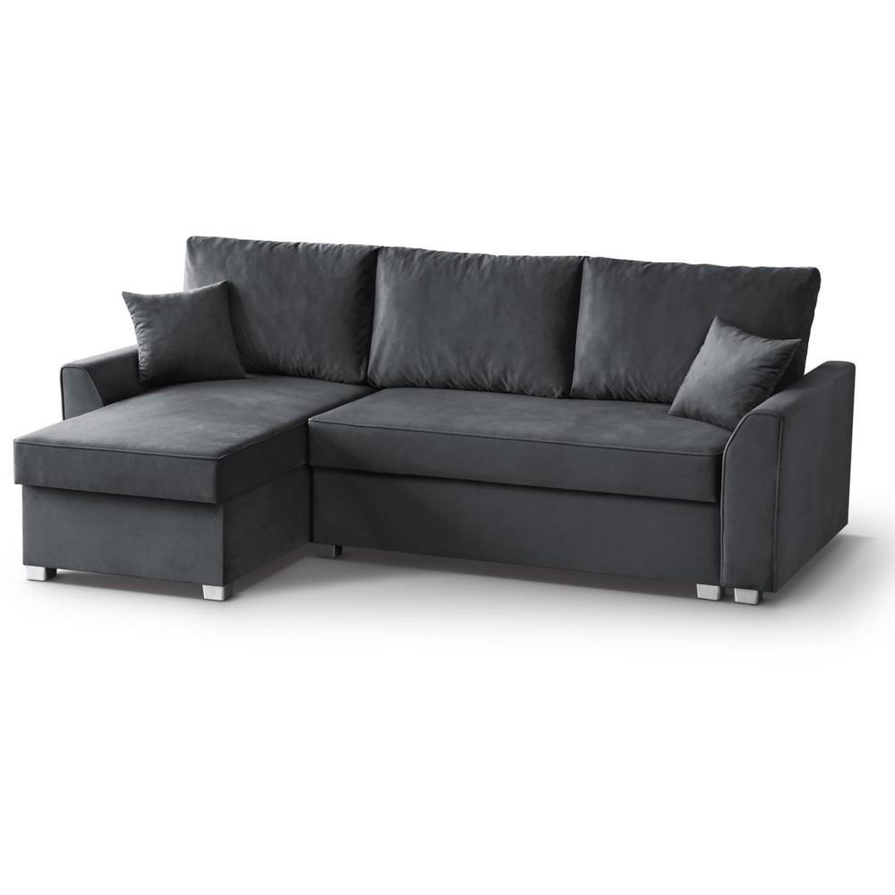 ECKSCHLAFSOFA Teramo dunkelgrau - Dunkelgrau/Schwarz, Kunststoff/Textil (235/150cm) - Beautysofa