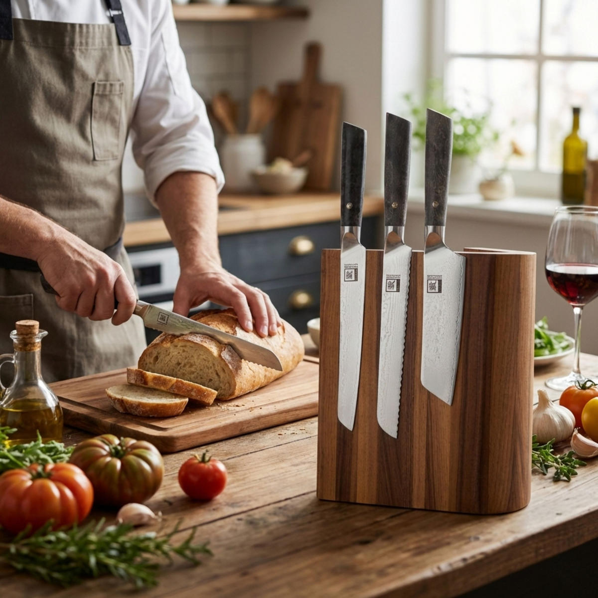 MESSERBLOCK MAGNETISCH NUSSBAUM - Nussbaumfarben, Holz (22/26/21cm) - Zayiko