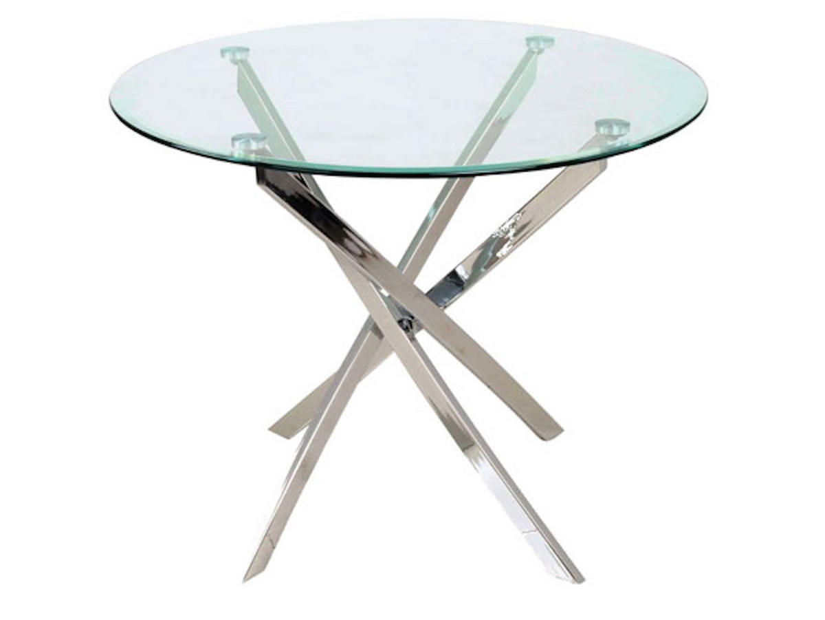 ESSTISCH Agis Chrom 90 / 90 / 73cm - Silberfarben/Grau, Glas/Holz (90/90/73cm) - Feldmann-Wohnen