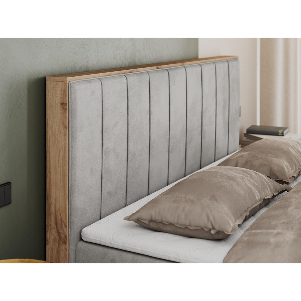 Thumbnail - MKS Boxbett, Hellgrau, Textil, 2-Sitzer, H3, Rechteckig, 200x200 cm, Schlafzimmer, Betten, Boxspringbetten