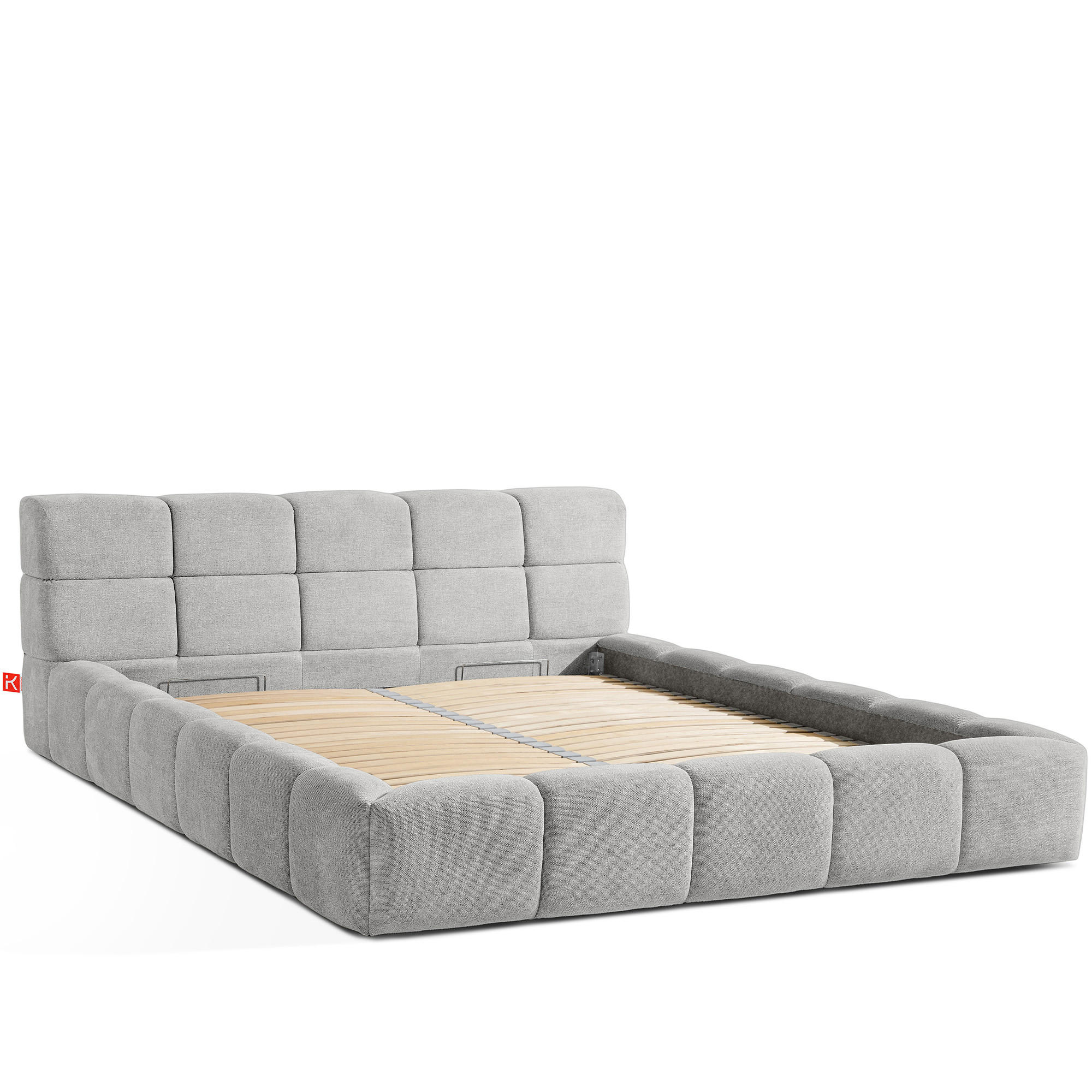 POLSTERBETT AERI 140/160/180/200 mit Rahmen und Bettkasten, hellgrau - Hellgrau, Holz/Holzwerkstoff (200/200cm) - KONSIMO®