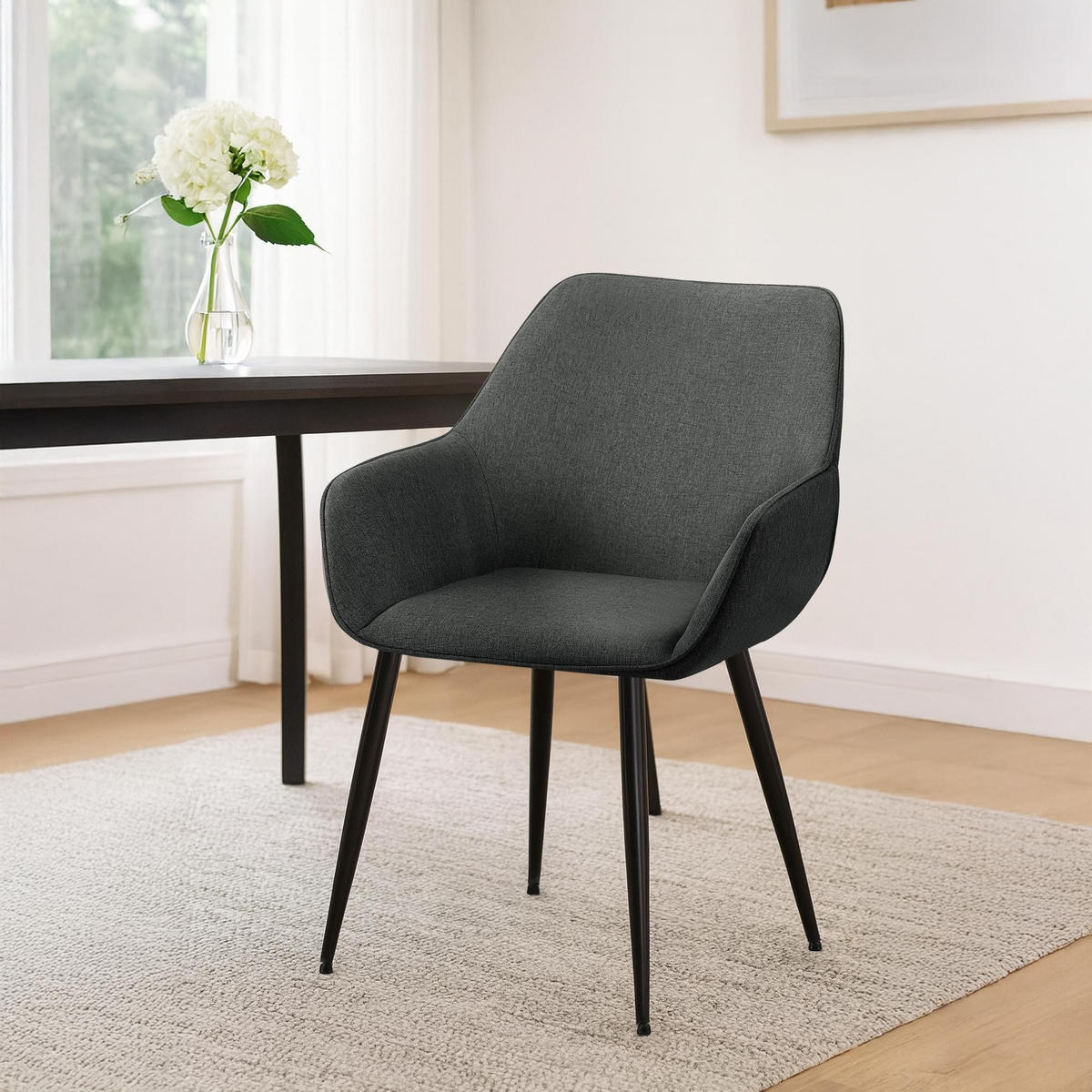 ESSZIMMERSTUHL Vessa 82x52x63 cm dunkelgrau - Dunkelgrau, Textil (52/82/63cm) - furnicato