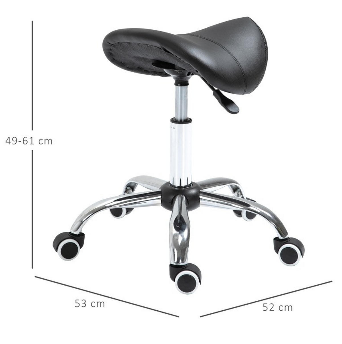 SATTELHOCKER höhenverstellbar Black - Schwarz, Metall (53/49/52cm) - Meubliv