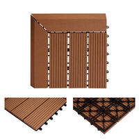 WPC ECK-BODENFLIESE + Abschluss 30x30cm links Teak linear - Teakfarben, Kunststoff (30/30/2cm) - BERLINLODGE