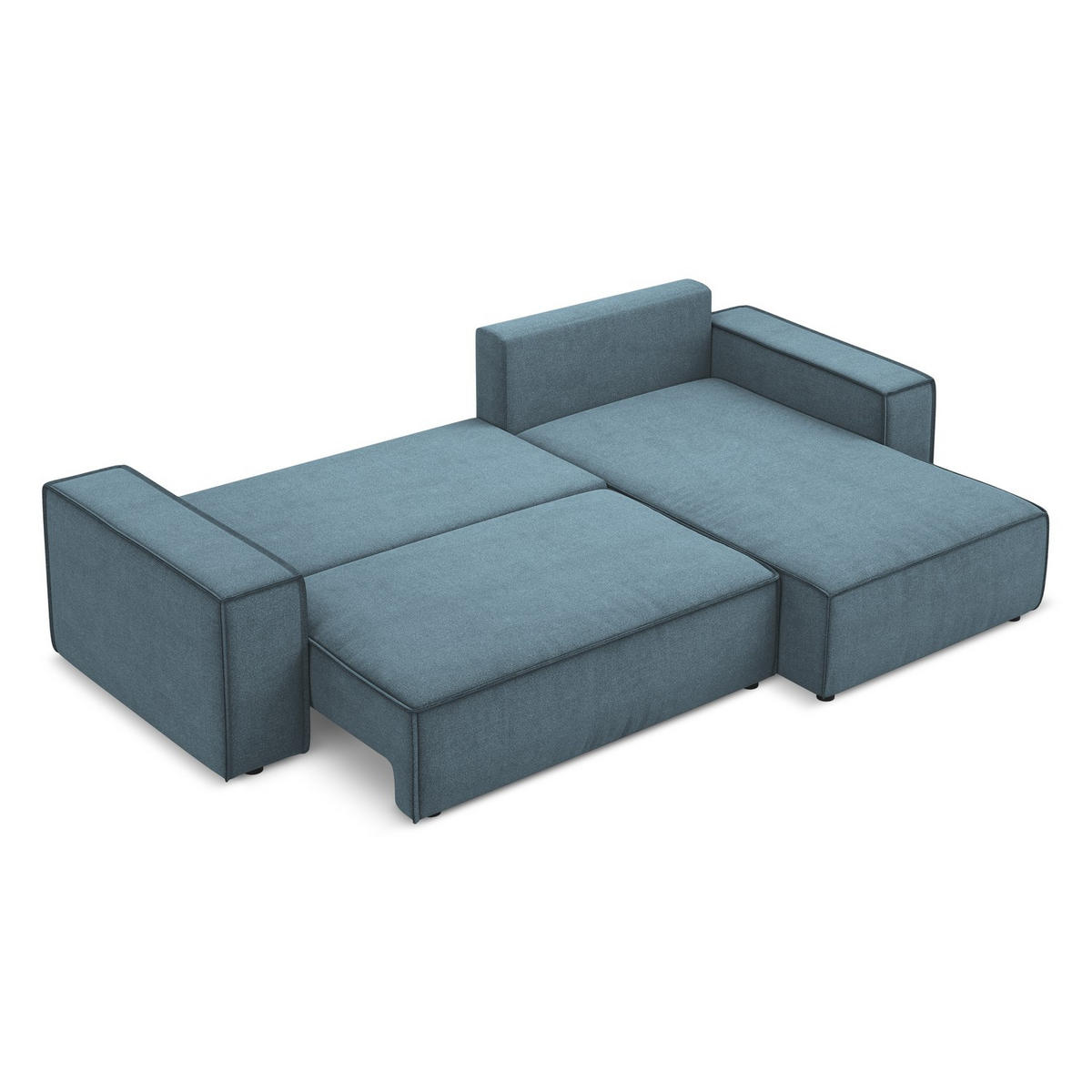ECKSOFA mit Schlaffunktion Strukturstoff Stoff Blau - Blau/Schwarz, Kunststoff/Textil (290/185cm) - LaMiaSofa