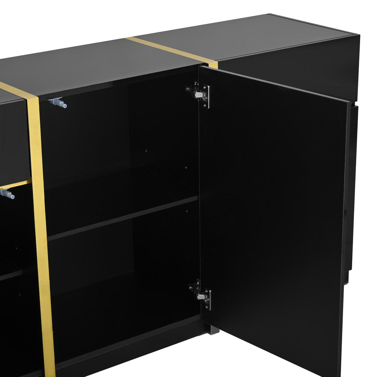 SIDEBOARD in Schwarz Anrichte mit Schubladen und Türen für Wohnzimmer , Esszimmer und Eingangsbereich, B160/T40/H78 cm - Schwarz, Holzwerkstoff (160/78/40cm) - STILVORA